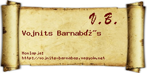 Vojnits Barnabás névjegykártya